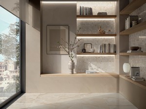 Mosaïque Onyx Dots Beige 30,2x26,2 Glossy Beige Marble Effect Stoneware