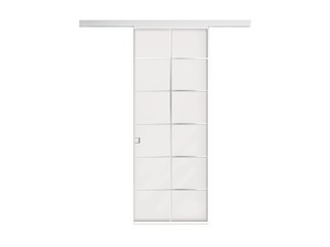 Sliding External Wall Door Open Frame with Transparent Glass 70Xh210 cm White Traverso Berlin