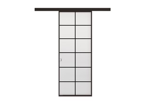 External Sliding Wall Door Open Frame with Satinised Glass 70Xh210 cm Black Right Opening