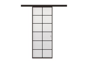 External Sliding Wall Door Open Frame with Satinised Glass 70Xh210 cm Black Cross Berlin Left Opening