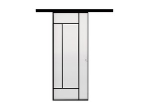 External Sliding Wall Door Open Frame with Satinised Glass 70Xh210 cm Black Cross Madrid Left Opening