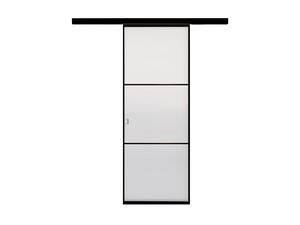 External Sliding Wall Door Open Frame with Satin Glass 70Xh210 cm Black Right Opening