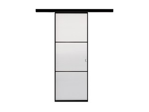 External Sliding Wall Door Open Frame with Satinised Glass 70Xh210 cm Black Cross Paris Left Opening