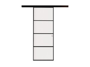 External Sliding Wall Door Open Frame with Satin Glass 70Xh210 cm Black Left Opening