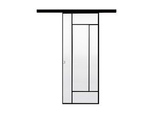 External Sliding Wall Door Open Frame with Transparent Glass 70Xh210 cm Black Traverso Madrid