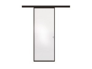 External Sliding Wall Door Open Frame with Satin Glass 70Xh210 cm Black Left Opening