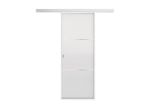 External Sliding Wall Door Open Frame with Satinised Glass 70Xh210 cm White Traverse Paris Right Opening