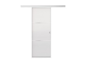 External Sliding Wall Door Open Frame with Satinised Glass 70Xh210 cm White Traverse Paris Left Opening