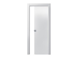 Open Glass Sliding Door with Satinised Glass 60Xh210 cm White Right Opening For Plaster Counter Frame 105 mm Thick
