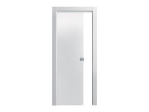 Open Glass Sliding Door with Satin Glass 60Xh210 cm White Left Opening Plaster Counterframe 105 mm Thick