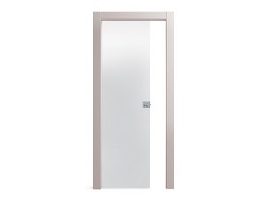 Open Glass Sliding Door with Satin Glass 60Xh210 cm Powder For Plaster Counter Frame Left Opening