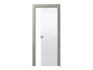 Open Glass Sliding Door with Transparent Glass 60Xh210 cm Gravel For Plaster Counterframe