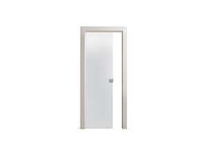 Open Glass Sliding Door with Satin Glass 60Xh210 cm Silk For Plaster Counter Frame Left Opening