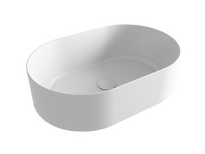 Aufsatzwaschbecken Open Ovale 60x40 cm ohne Armaturenloch Weiß glänzend