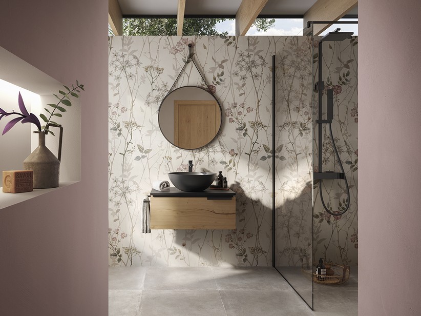 Meuble de salle de bains OXYGEN 70 cm, 1 tiroir et top 1,2 cm en résine effet pierre noir