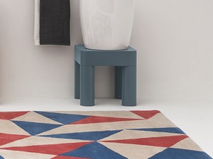 Support pour lavabo totem Kracklite Panka H45 cm en bois MDF bleu mat