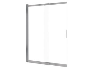 Badewannenwand Prizma mit Schiebetür cm 100 H140 Erw 58,7-98,1 Glasstärke 6 mm Transparent Profile Edelstahl gebürstet Effekt