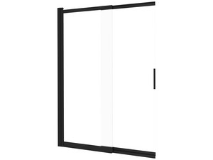Badewannenwand Prizma mit Schiebetür cm 100 H140 Erw. 58,7-98,1 Glasstärke 6 mm Transparent Profile Schwarz matt