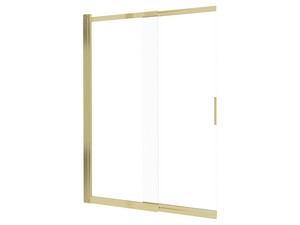 Badewannenwand Prizma mit Schiebetür cm 100 H140 Erw. 58,7-98,1 Glasstärke 6 mm Transparent Profile Gold gebürstet