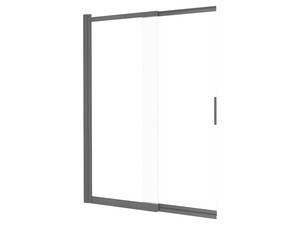 Badewannenwand Prizma mit Schiebetür cm 100 H140 Erw. 58,7-98,1 Glasstärke 6 mm Transparent Profile aus Titan