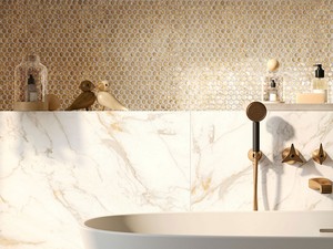 Mosaïque verre Penny Gold 28,6x28,6 cm doré avec feuille d'or