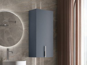 Badezimmerschrank DESK mit 1 Tür 36 cmxH 84 cm mattes Luftblau – Griff mattweiß