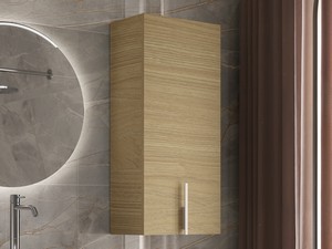 Badezimmer-Hängeschrank DESK mit 1 Tür 36xH 84 cm Eiche hell – Griff mattweiß