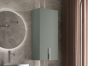 Badezimmer-Hängeschrank DESK mit 1 Tür, 36xH 84 cm, matt grün – Griff matt weiß