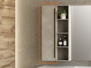 Hängeschrank Trendy mit Tür 25x100 cm Zementoptik mit schwarzem Griff