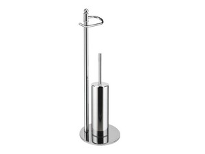 IRIS BATHROOM STAND WITH TOILET ROLL HOLDER AND TOILET BRUSH HOLDER CHROME