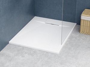 Doge Shower Tray 80x100 H3 cm in White-Finished Resin