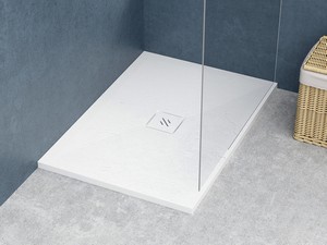 Nature Shower Tray 70x100 H3 cm in White-Finished Resin