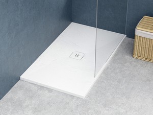Nature Shower Tray 70x120 H3 cm in White-Finished Resin