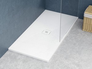Nature Shower Tray 70x140 H3 cm in White-Finished Resin