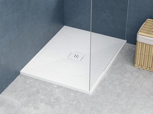 Nature Shower Tray 70x90 H3 cm in White-Finished Resin