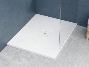 Nature Shower Tray 80x100 H3 cm in White-Finished Resin