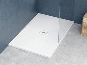 Nature Shower Tray 80x120 H3 cm in White-Finished Resin
