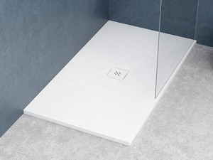 Nature Shower Tray 80x140 H3 cm in White-Finished Resin
