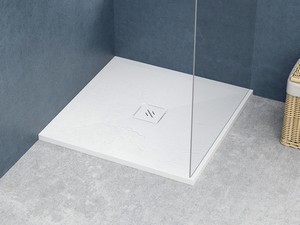 Nature Shower Tray 80x80 H3 cm in White-Finished Resin