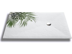 Receveur de douche Slate 70x90 H3 en pierre reconstituée blanc jungle