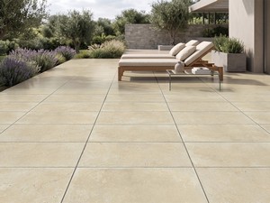 Fliese Pietra Leccese Avorio XOUT 60x120 Feinsteinzeug für Außenbereich Stärke 20mm rektifiziert Steinoptik Elfenbein