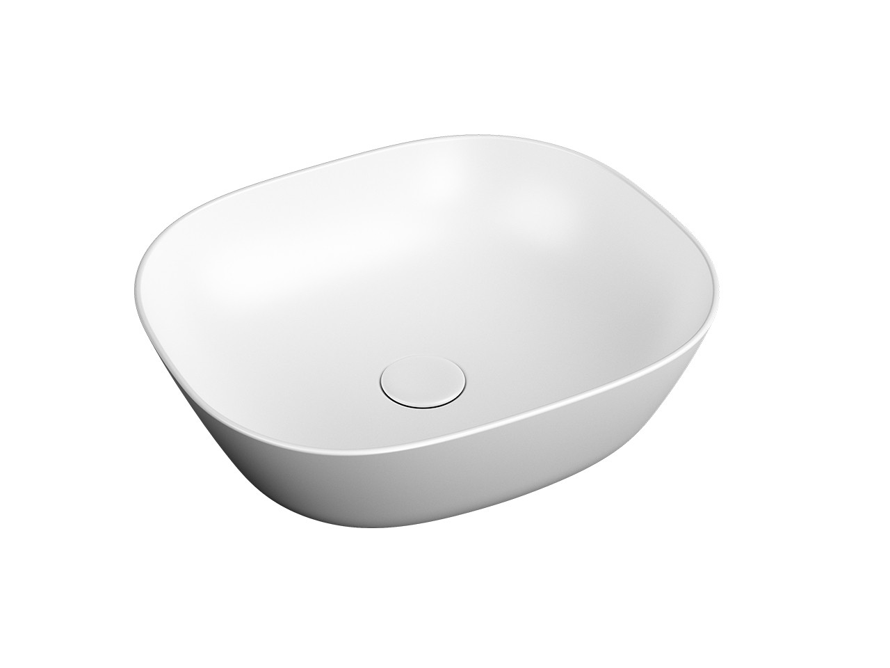 Vasque à poser Plural vasque carrée basse 45 cm céramique blanc mat