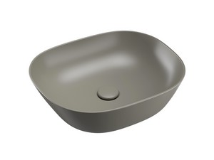 PLURAL CATINO SQUARE LOW CERAMIC WASHBASIN 45 cm MATT TAUPE