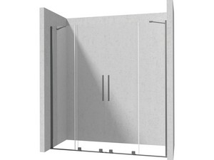 Porte de douche Prizma 2 battants coulissants 180 H195 cm ext. 88/90-88/90 verre 6 mm transparent profilés titane