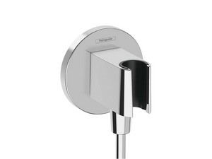 Coude de raccordement d'eau Duplex Hansgrohe Fixfit S avec support douchette chrome