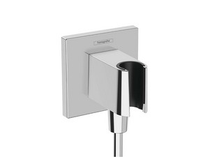 Coude de raccordement d'eau Duplex Hansgrohe Fixfit E avec support douchette chrome