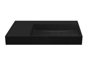 Lavabo Unitop Quadro 100x48 cm vasque droite résine noir mat