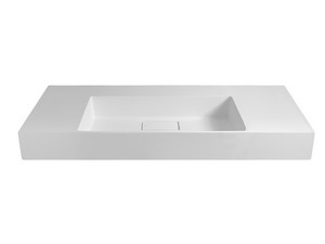 Lavabo Unitop Quadro 120x48 cm Vasca Centrale in Resina Effetto Pietra Bocciardata Bianco