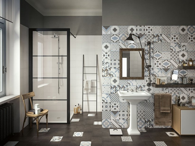 Carrelage mural salle de bains imitation carreaux de ciment 20X20 - Quilt