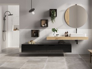Badezimmer-Wandfliese aus Feinsteinzeug mit Glanzoptik - Raku